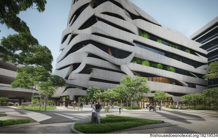 A modern office building in Singapore designed with sustainable and eco ...