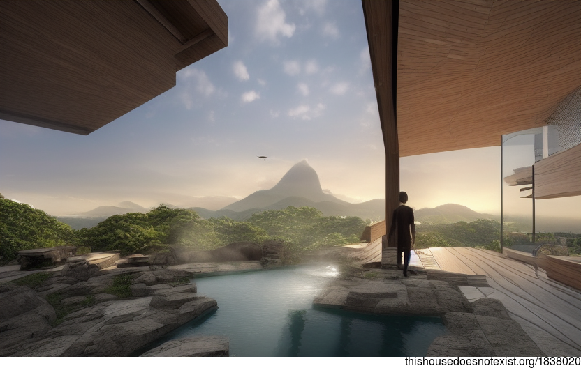 A Modern Architecture Home with Exposed Timber, Glass, and Rocks, with ...