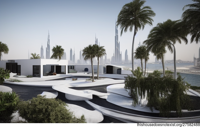 A Modern Architecture Home in Dubai with Hanging Plants and a View of ...